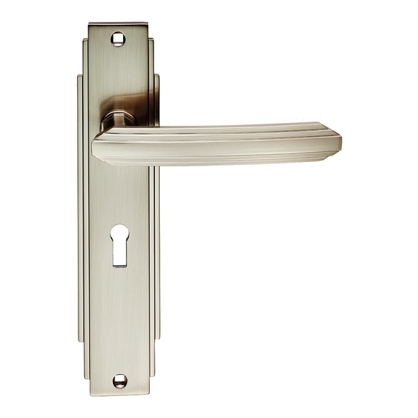 ADR011SN  Standard Lock [57mm]  Satin Nickel  Carlisle Brass Art Deco Levers On Backplates