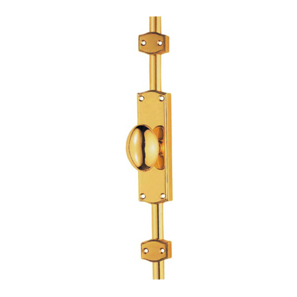 ES34  Polished Brass  Carlisle Brass Surface Espagnolette With Small Knob Handle
