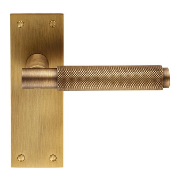EUL052AB  Long Plate Latch  Antique Brass  Carlisle Brass Finishes Varese Levers On Backplates