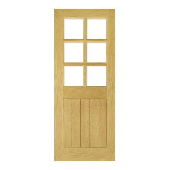 Deanta Internal Unfinished Oak Ely 6 Light Doors [Clear Bevelled Glass]