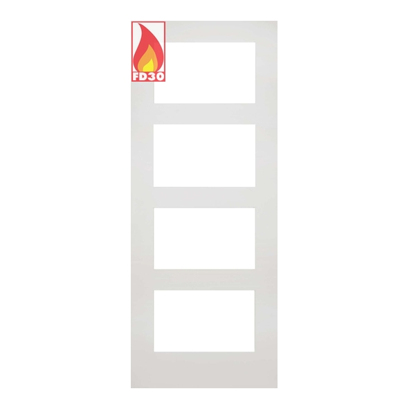 Deanta Internal White Primed Coventry FD30 Fire Doors [Clear Glass]