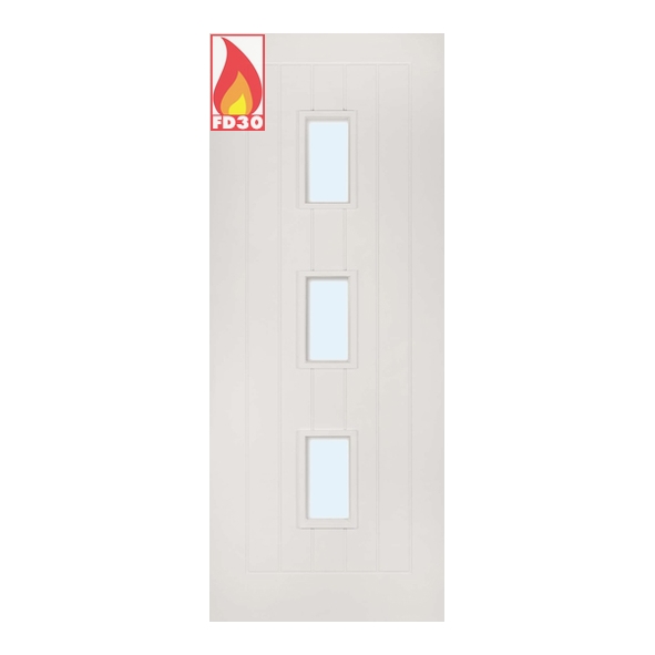 Deanta Internal White Primed Ely FD30 Fire Doors [Clear Glass]