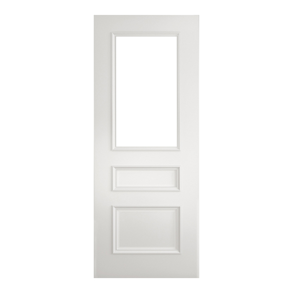 Deanta Internal White Primed Windsor Doors [Clear Bevelled Glass]