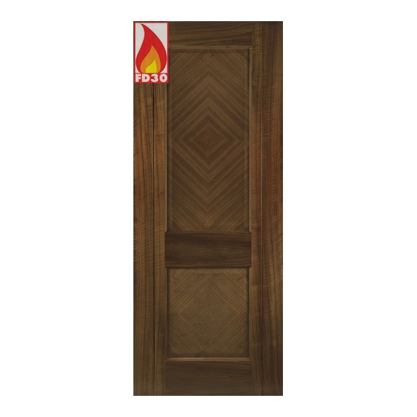 45KENSWF/DX826FSC  2040 x 826 x 45mm  Deanta Internal Walnut Kensington Prefinished FD30 Fire Door