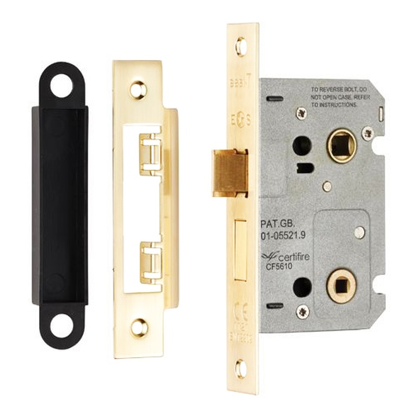 BAE5025EB  064mm [044mm]  Electro Brassed  Contract Bathroom Lock With Square Forend & Striker
