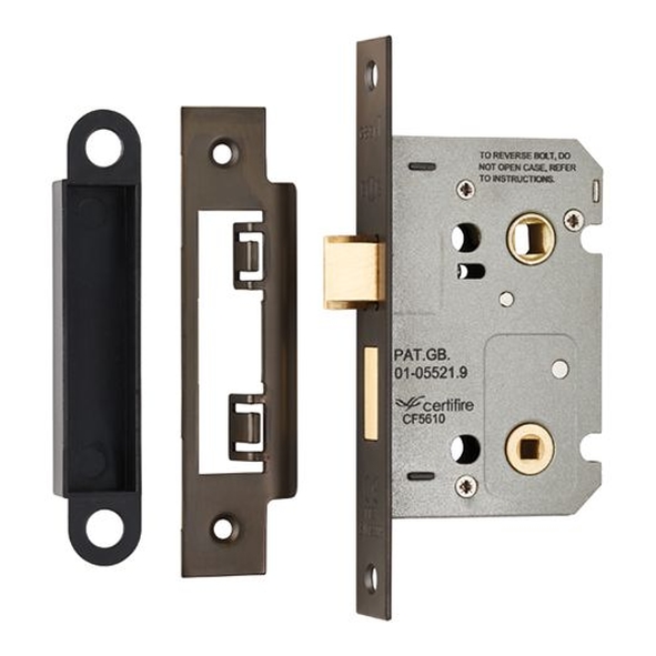 BAE5025MBRZ  064mm [044mm]  Matt Bronze  Contract Bathroom Lock With Square Forend & Striker