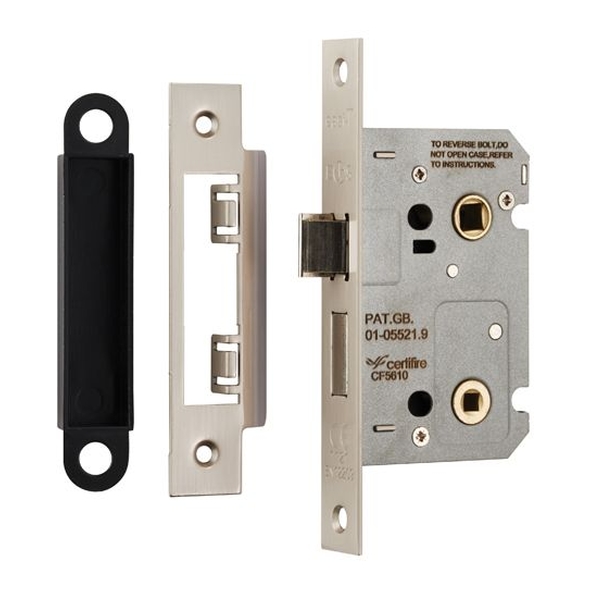 BAE5025SN  064mm [044mm]  Satin Nickel  Contract Bathroom Lock With Square Forend & Striker