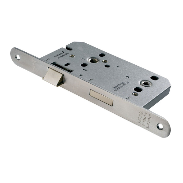 DLE7855WCSSS/R  085mm [055mm]  Satin Stainless  Radius  Contract Euro Standard Bathroom Lock