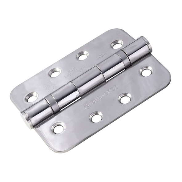 HIN1433P/13BSS/R  102 x 076 x 3.0mm  Polished Stainless [120kg]  Ball Bearing Radiused Corner Stainless Steel Butt Hinges