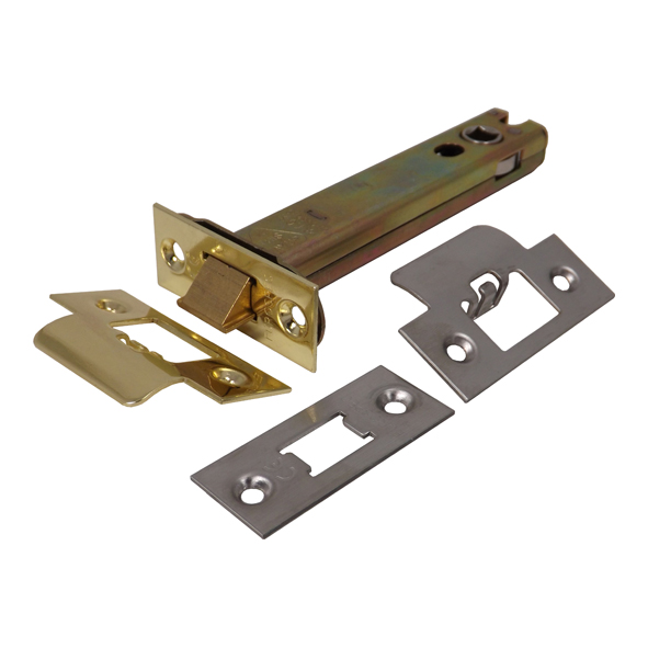 TLS5050EB/SSS  127mm [108mm]  PVD Brass & Stainless  Superior Tubular Latch With Square Forend & Striker