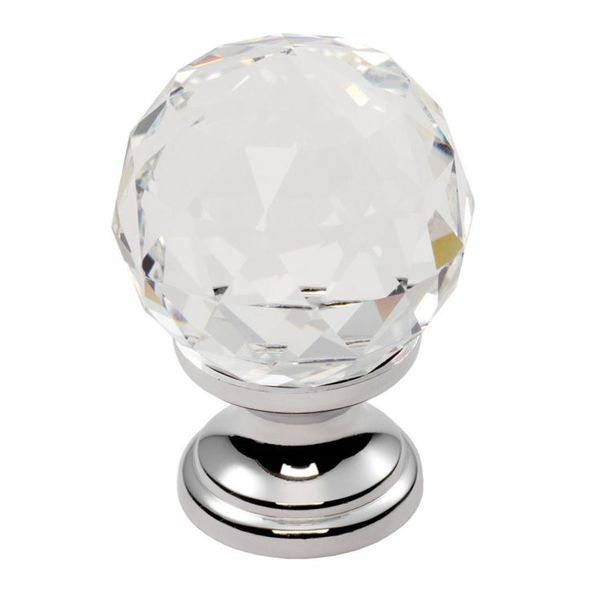 FTD670ACTC  25 x 18 x 36mm  Polished Chrome / Clear  Fingertip Design Faceted Lead Crystal Cabinet Knob