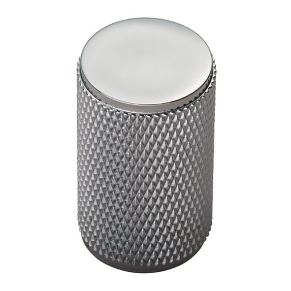 FTD702CP  18 x 30mm  Polished Chrome  Fingertip Design Knurled Cylindrical Cabinet Knob