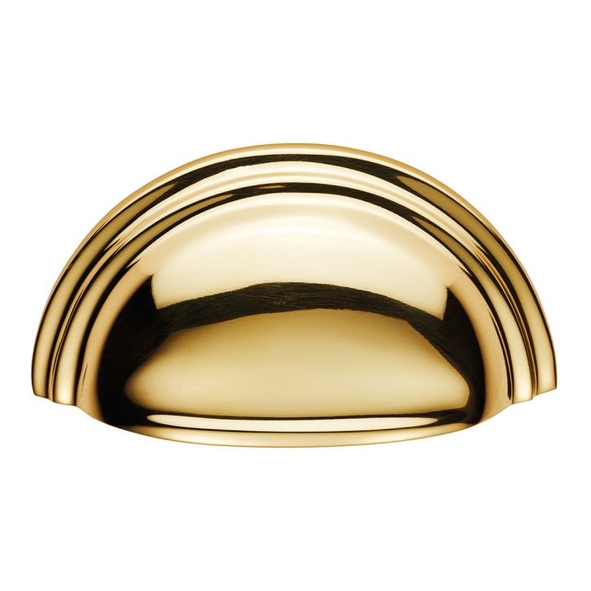 C47PB  76 x 92 x 25mm  Polished Brass  Fingertip Design Victorian Cabinet Cup Handle