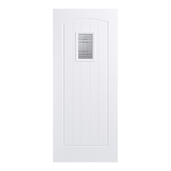 LPD External GRP White Cottage Raised Moulding Door [Lead Double Glazed]