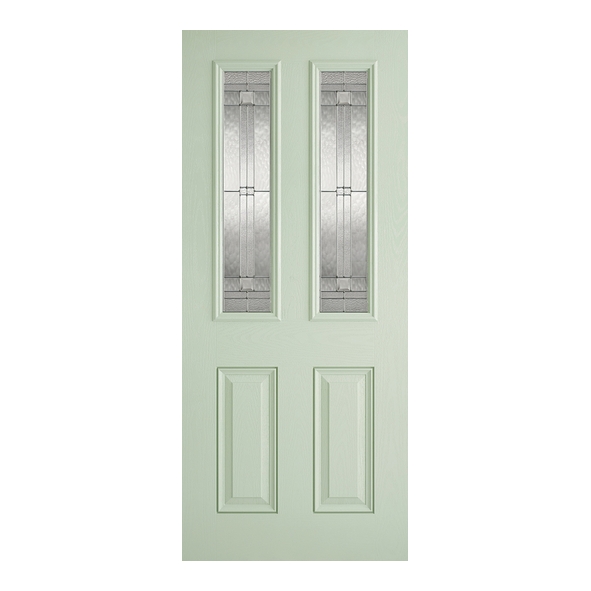 LPD External GRP Green / White Malton Raised Moulding Door [Lead Double]