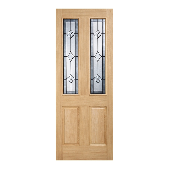 LPD External Unfinished Oak Salisbury Raised Moulding 1 Side Doors [Part Obscure Double Glazed]
