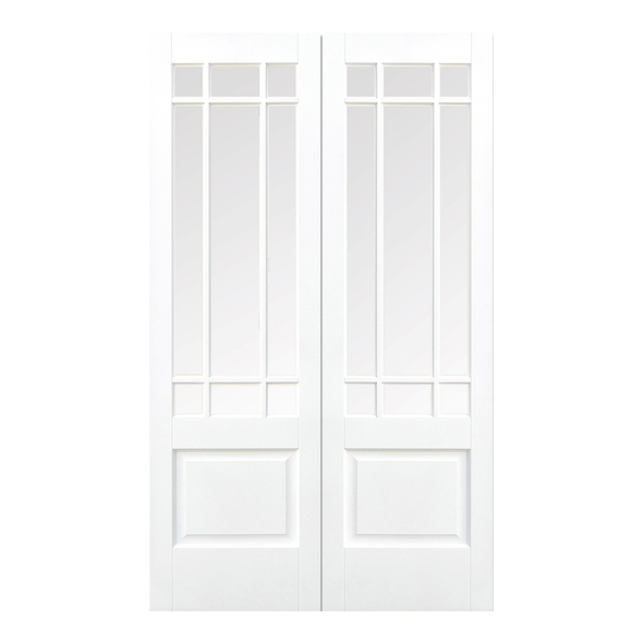 LPD Internal White Primed Downham Door Pairs [Clear Bevelled Glass]