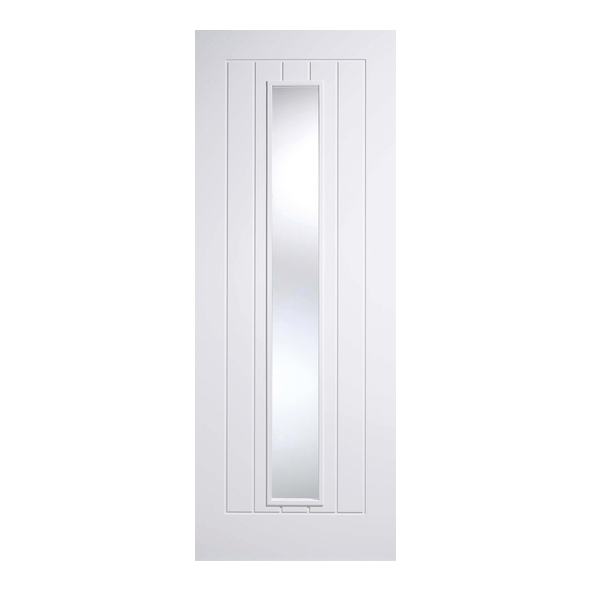 LPD Internal White Primed Mexicano Raised Moulding Doors [Clear Glass]
