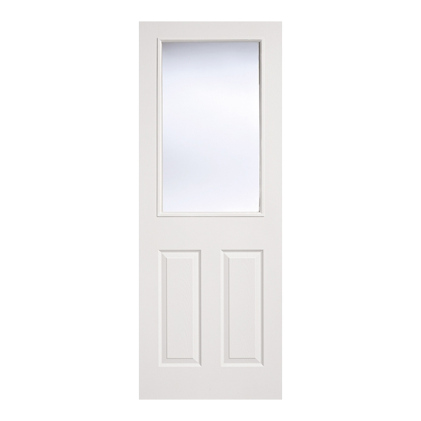 LPD Internal White Primed Texture Moulded 2P/1L Doors [Clear Glass]