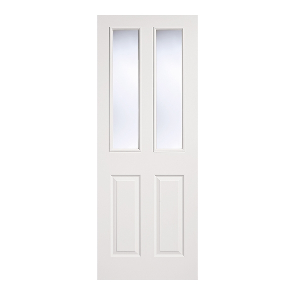 LPD Internal White Primed Texture Moulded 2P/2L Doors [Clear Glass]