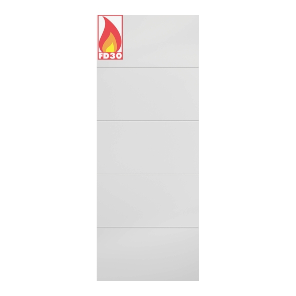 LPD Internal White Primed Smooth Moulded Horizontal Four Line FD30 Fire Doors