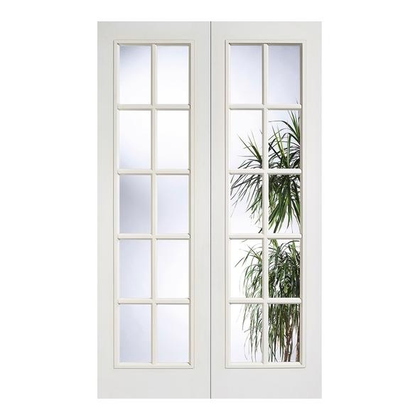 LPD Internal White Primed Smooth Moulded SA Door Pairs [Clear Glass]