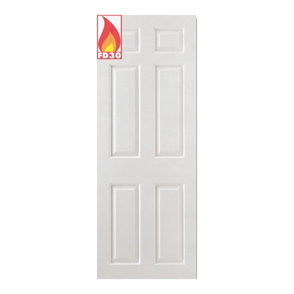 FCSMO6P30  1981 x 762 x 44mm [30]  LPD Internal White Primed Smooth Moulded 6P FD30 Fire Door