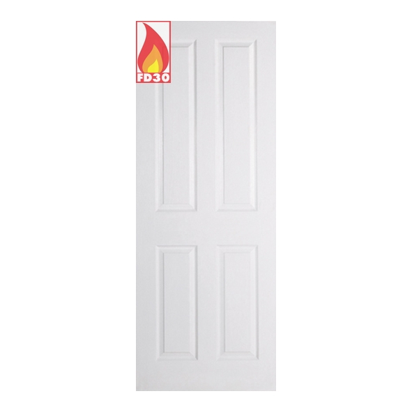FCTEX4P30  1981 x 762 x 44mm [30]  LPD Internal White Primed Texture Moulded 4P FD30 Fire Door