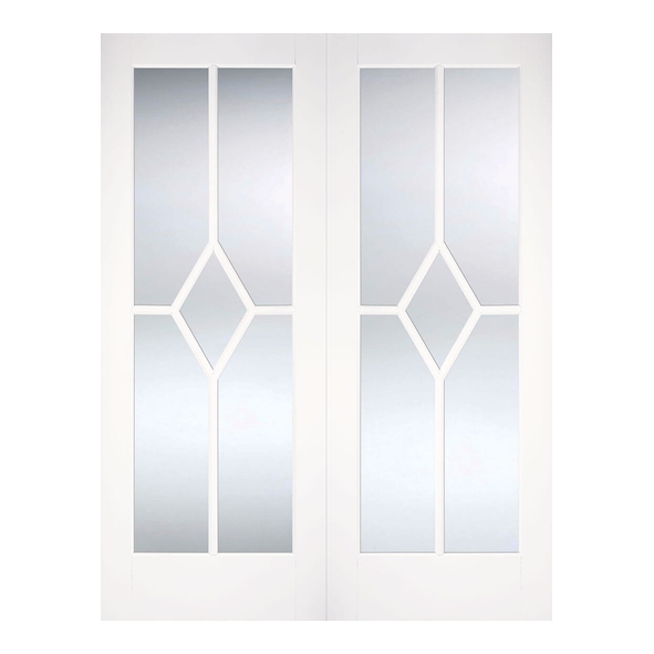 LPD Internal White Primed Reims Door Pairs [Clear Bevelled Glass]