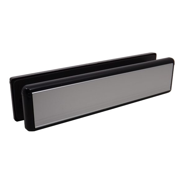 110685W  304 x 70mm  Satin Aluminium / Black Frame  Grand Contura Letter Plate Set