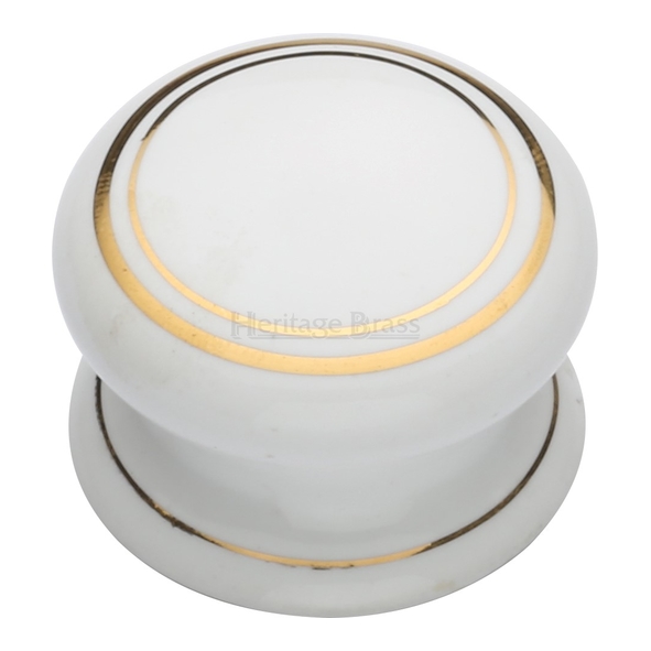 6032  32mm  Gold Line  Heritage Brass Porcelain Cabinet Knob