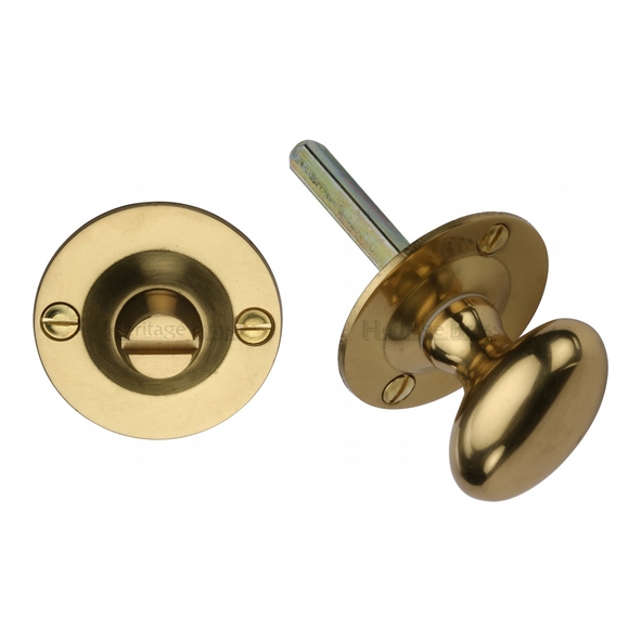 BT15-PB  Polished Brass  Heritage Brass Small Victorian Bathroom Turn With Release