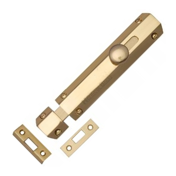 C1685 6-PB  152 x 36mm  Polished Brass  Heritage Brass Universal Slide Action Surface Bolt