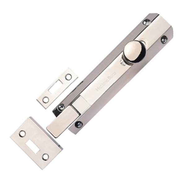 C1694 6-PNF • 152 x 36mm • Polished Nickel • Heritage Brass Necked Universal Slide Action Surface Bolt