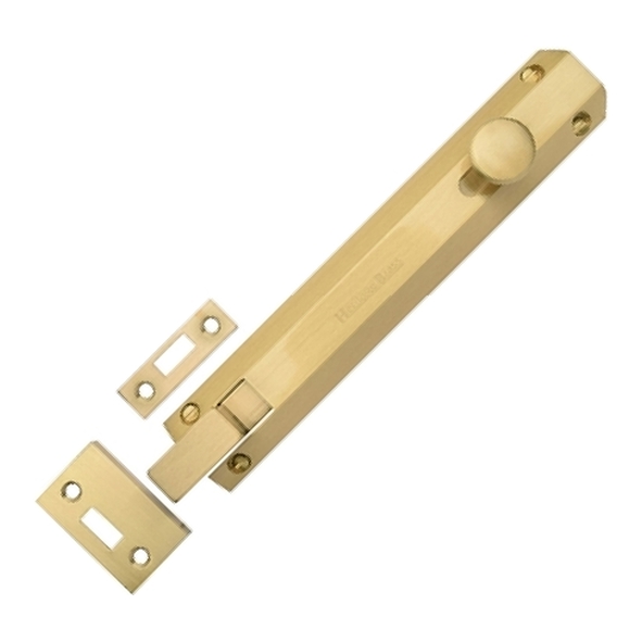 C1694 8-SB • 202 x 36mm • Satin Brass • Heritage Brass Necked Universal Slide Action Surface Bolt
