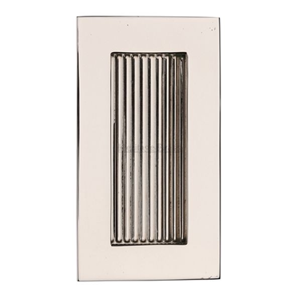C1865 105-PNF  105 x 58mm  Polished Nickel  Heritage Brass Glue & Pin Fix Reeded Rectangular Flush Pull