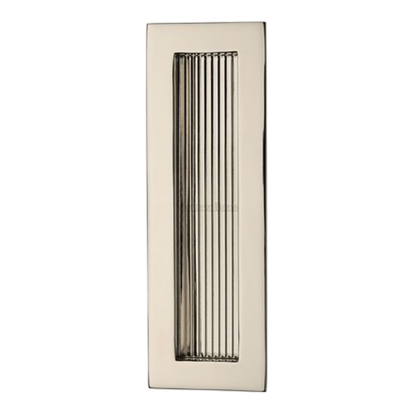 C1865 175-PNF  175 x 58mm  Polished Nickel  Heritage Brass Glue & Pin Fix Reeded Rectangular Flush Pull