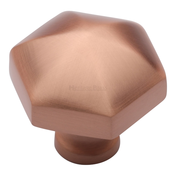 C2238-SRG • 32 x 15 x 34mm • Satin Rose Gold • Heritage Brass Hexagonal Cabinet Knob