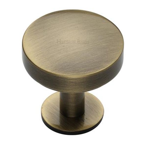 C3878 32-AT • 32 x 20 x 34mm • Antique Brass • Heritage Brass Domed Disc On Rose Cabinet Knob