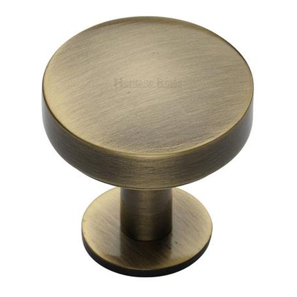 C3878 38-AT • 38 x 20 x 34mm • Antique Brass • Heritage Brass Domed Disc On Rose Cabinet Knob