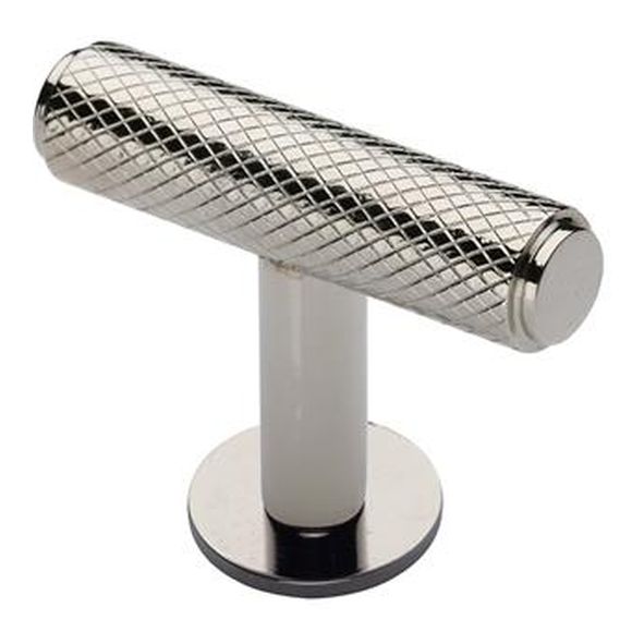C4416-PNF • 45 x 11 x 16 x 32mm • Polished Nickel • Heritage Brass Knurled T-Bar On Rose Cabinet Knob