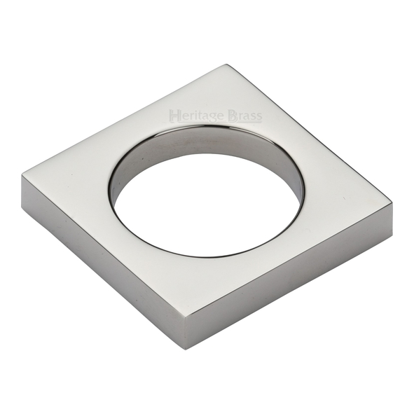 C4465-PNF • 32 x 40 x 40 x 40mm • Polished Nickel • Heritage Brass Square Ring Pull Cabinet Knob