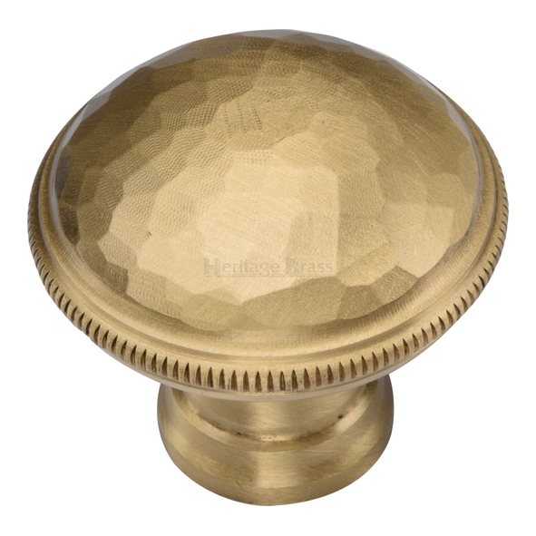 C4545-SB • 32 x 16 x 29mm • Satin Brass • Heritage Brass Beaten Round Cabinet Knob