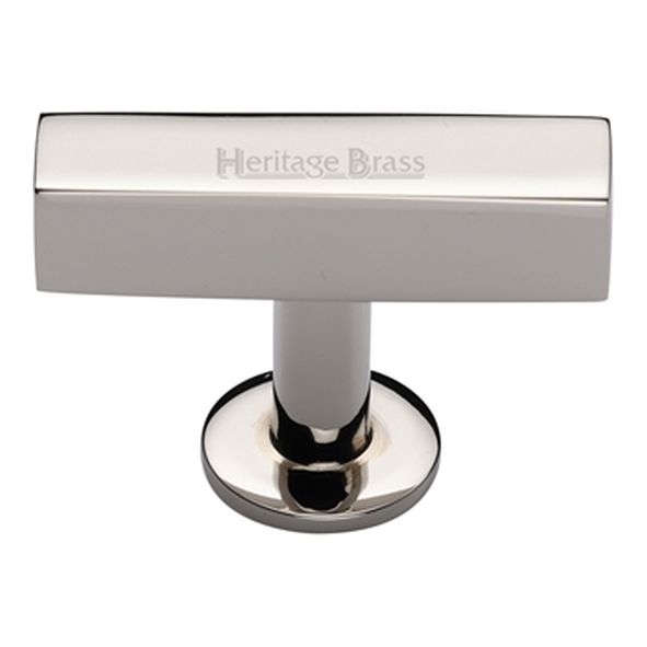 C4765-PNF • 44 x 11 x 19 x 32mm • Polished Nickel • Heritage Brass Square T-Bar On Rose Cabinet Knob