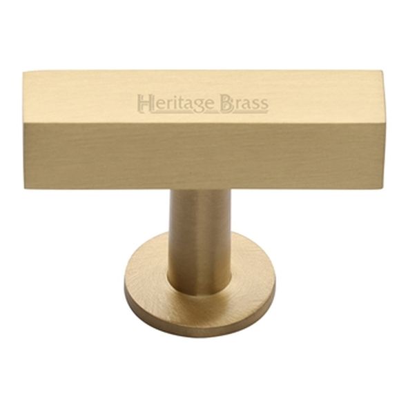 C4765-SB  44 x 11 x 19 x 32mm  Satin Brass  Heritage Brass Square T-Bar On Rose Cabinet Knob