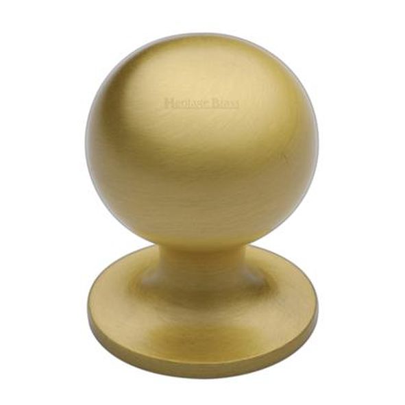 C8321 25-SB  25 x 25 x 36mm  Satin Brass  Heritage Brass Sphere On Rose Cabinet Knob