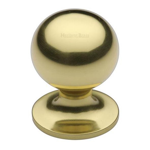 C8321 38-PB • 38 x 38 x 48mm • Polished Brass • Heritage Brass Sphere On Rose Cabinet Knob
