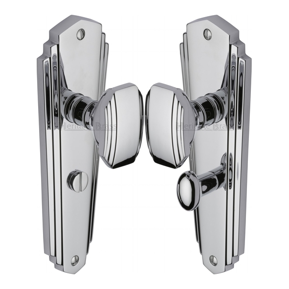 CHA1930-PC  Bathroom [57mm]  Polished Chrome  Heritage Brass Charlston Mortice Knobs On Backplates