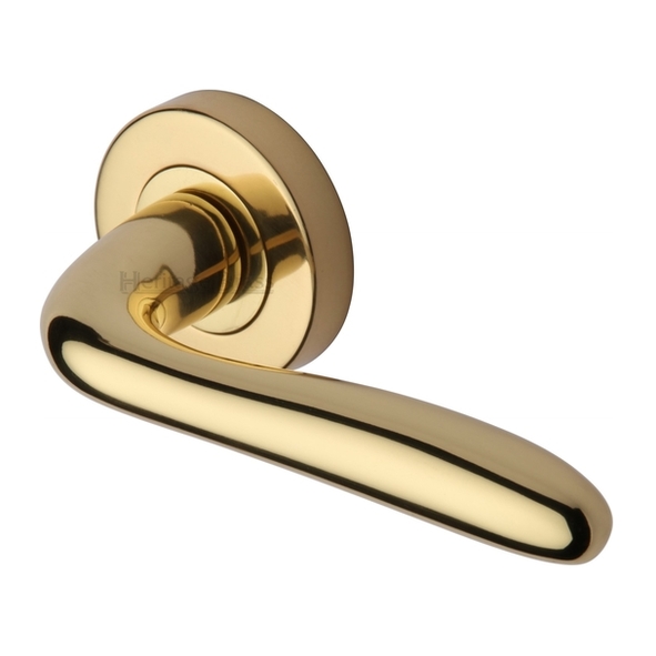 COL1762-PB  Polished Brass  Heritage Brass Columbus Levers On Plain Round Roses