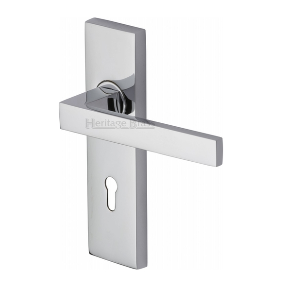 DEL6000-PC  Standard Lock [57mm]  Polished Chrome  Heritage Brass Delta Levers On Backplates
